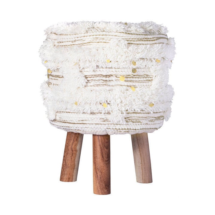 Boho Hocker - Basai 425 Creme Grün - 1