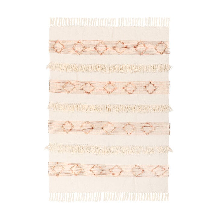 Boho Decke - Basai 225 Rosa Creme - 1