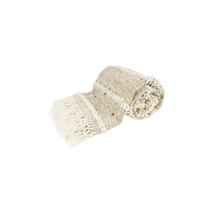 Boho Decke - Basai 425 Creme Grün - 2