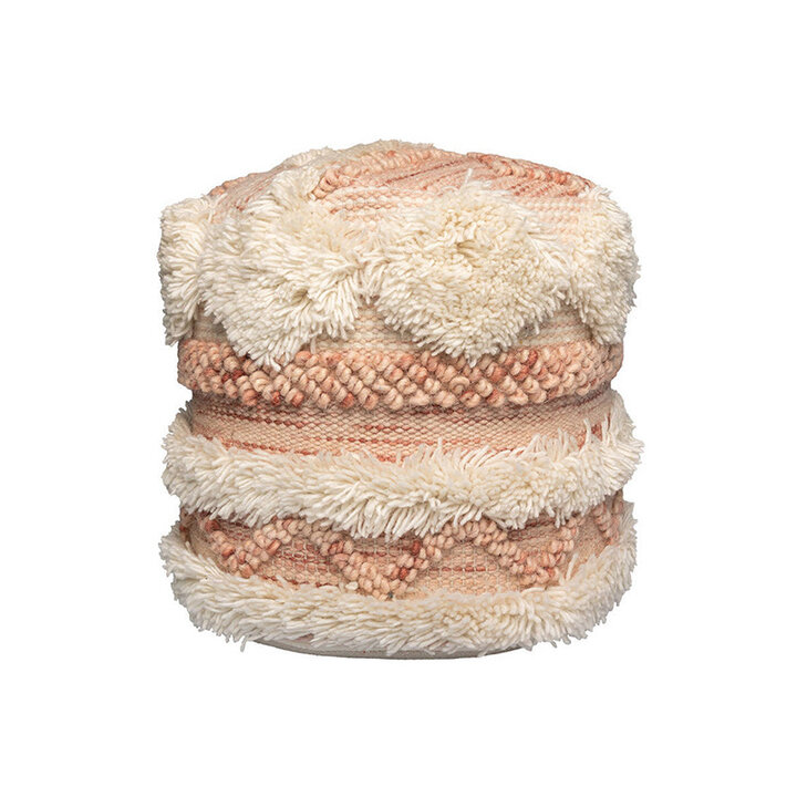 Kleiner Boho Hocker - Basai 225 Rosa Creme - 1