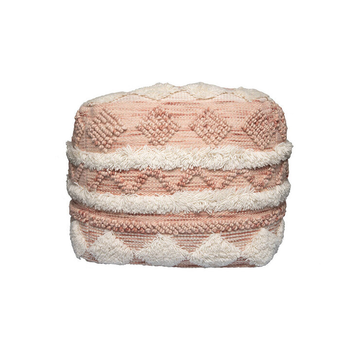Boho Hocker Würfel - Basai 225 Rosa Creme - 2