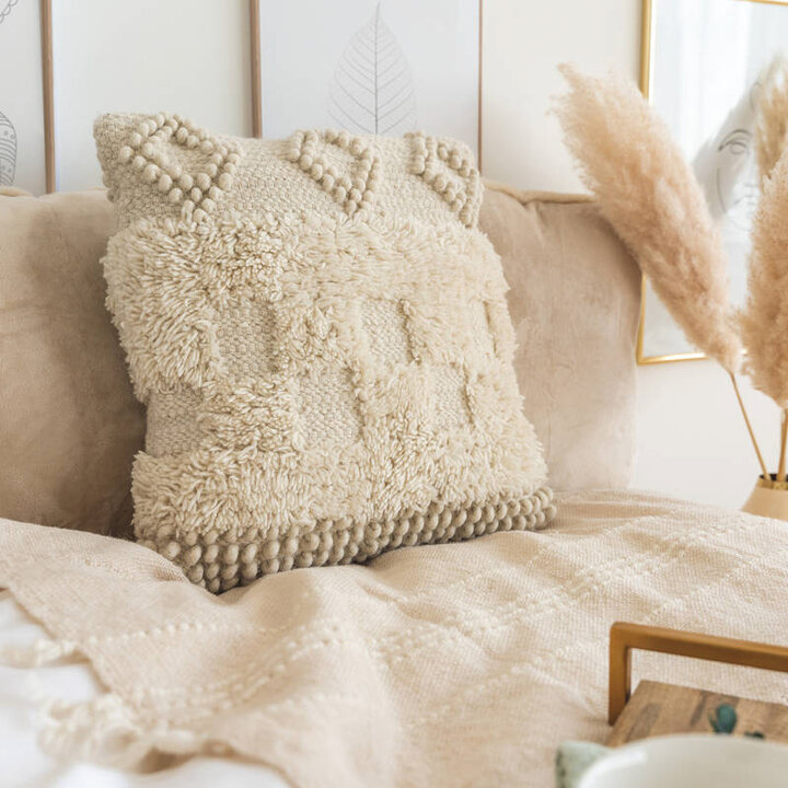 Boho Kissen Quadratisch - Basai 125 Creme