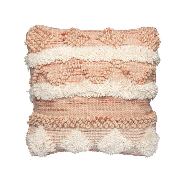 Boho Kissen Quadratisch - Basai 225 Rosa Creme - 1