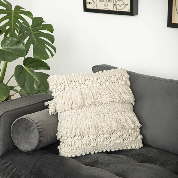 Boho Kissen Quadratisch - Basai 325 Creme