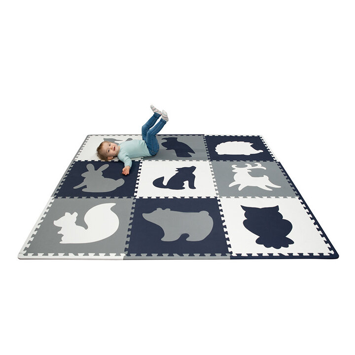 XL Foam Puzzlematte - Lio Wald Dunkelblau Weiß - 4