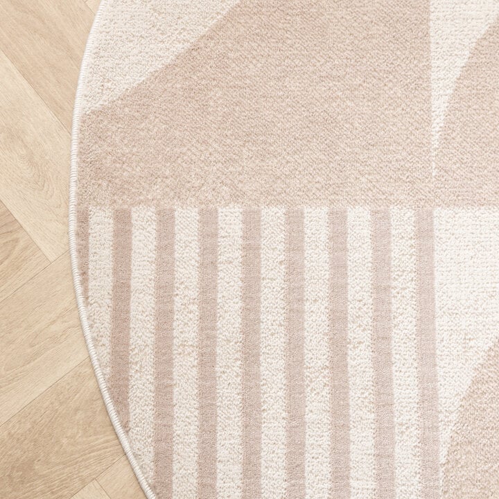 Skandinavischer Teppich Rund - Aurora Circles Beige - 4