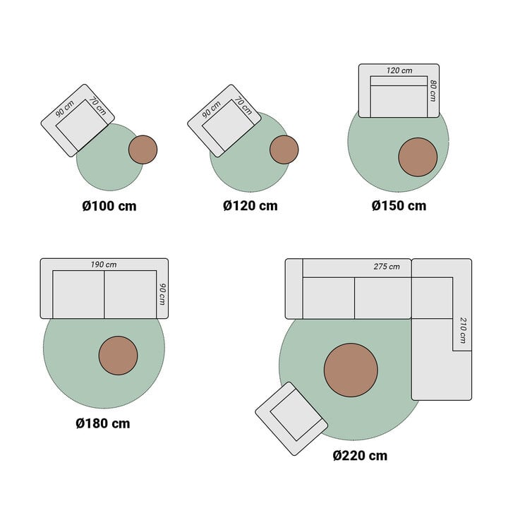 Skandinavischer Teppich Rund - Aurora Circles Beige - 7