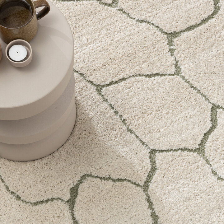 Teppich Wohnzimmer - Yune Stone Creme Grün - 2
