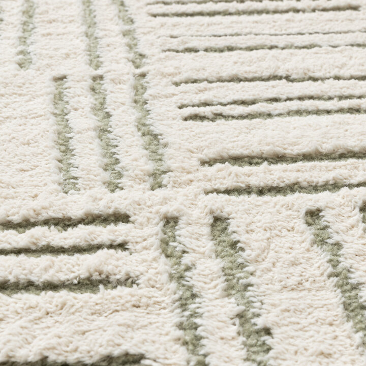 Teppich Wohnzimmer - Yune Lines Creme Grün - 3