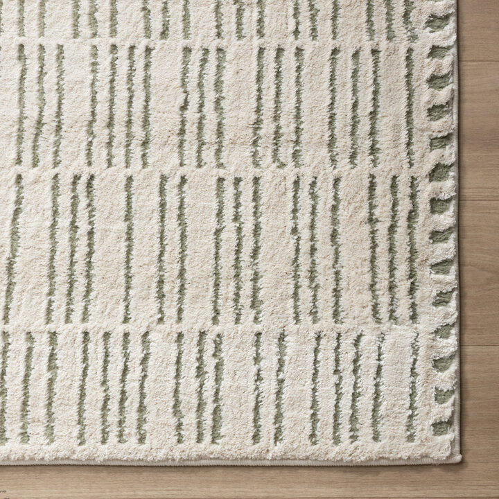 Teppich Wohnzimmer - Yune Lines Creme Grün - 4