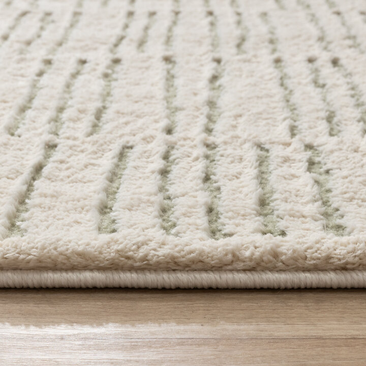 Teppich Wohnzimmer - Yune Lines Creme Grün - 5