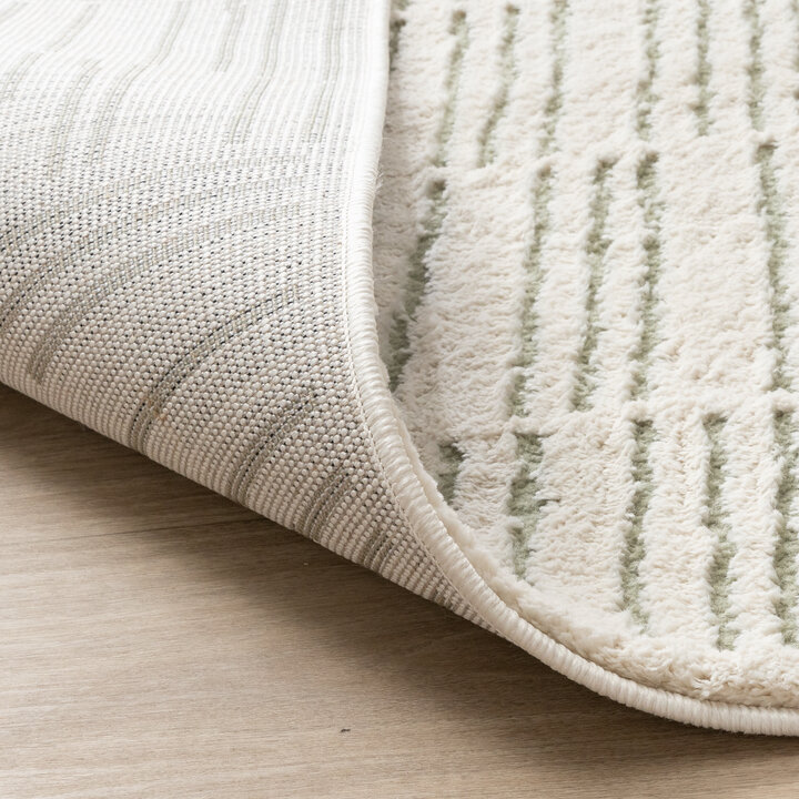 Teppich Wohnzimmer - Yune Lines Creme Grün - 6