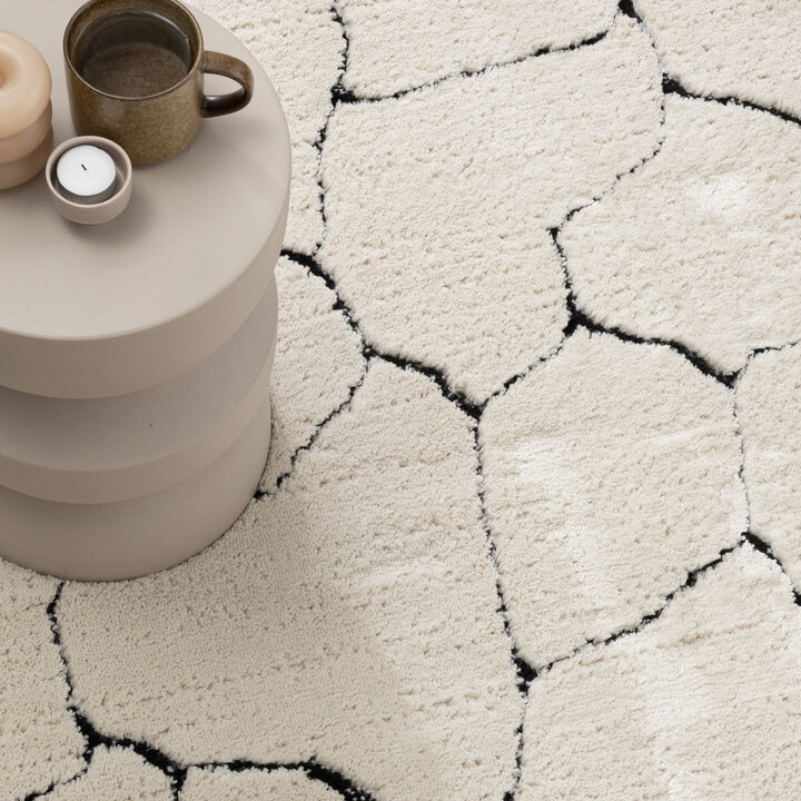 Teppich Wohnzimmer - Yune Stone Creme Schwarz - 2