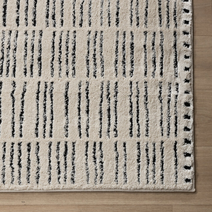 Teppich Wohnzimmer - Yune Lines Creme Schwarz - 4