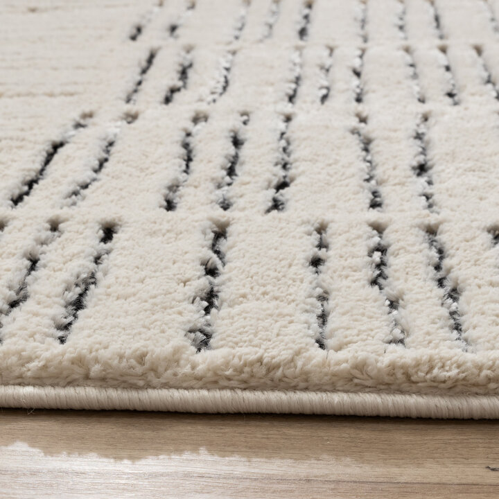 Teppich Wohnzimmer - Yune Lines Creme Schwarz - 5