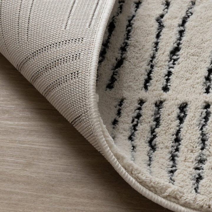 Teppich Wohnzimmer - Yune Lines Creme Schwarz - 6
