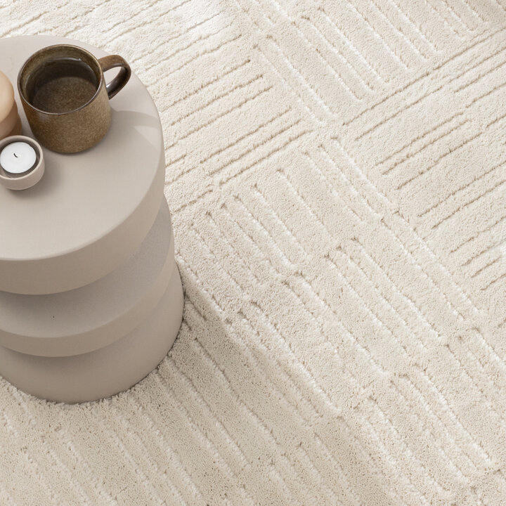 Teppich Wohnzimmer - Yune Lines Creme - 2