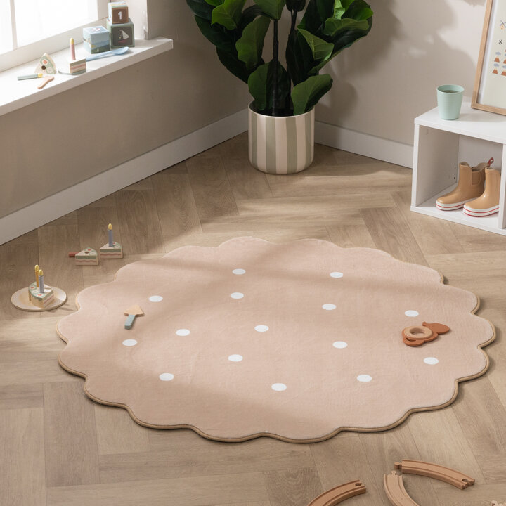 Teppich Kinderzimmer Rund - Cloudy Dots Beige - 2