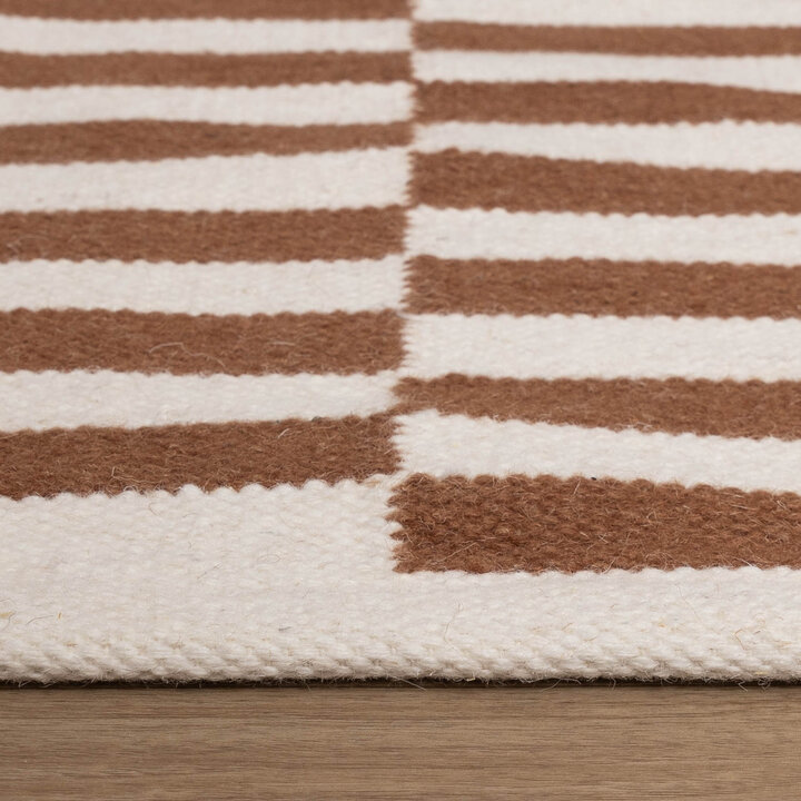 Baumwollteppich - Dazzle Blocks Braun Weiß - 5