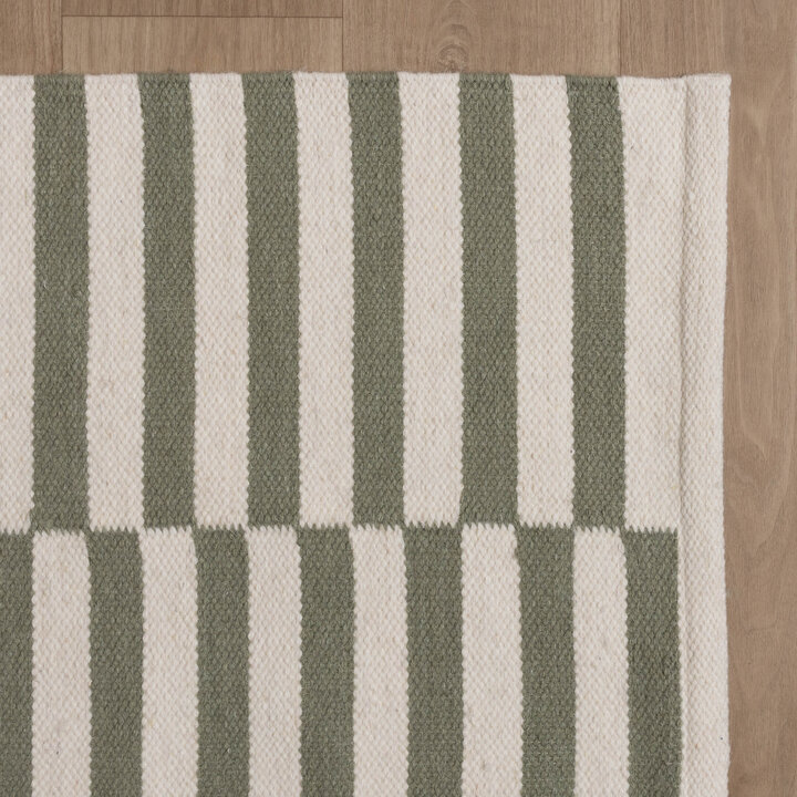 Baumwollteppich - Dazzle Blocks Grün Weiß - 4