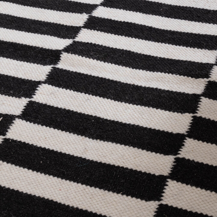 Baumwollteppich - Dazzle Blocks Schwarz Weiß - 3