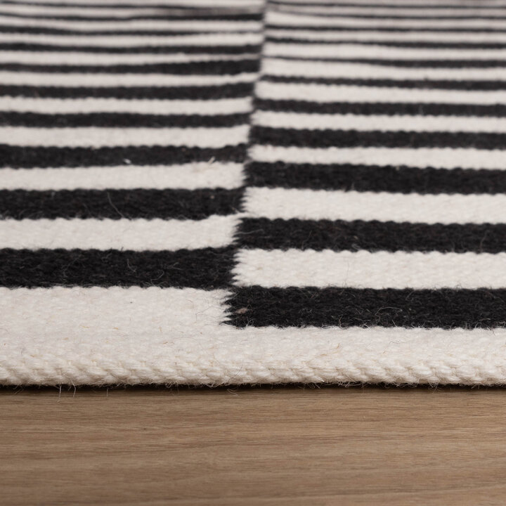 Baumwollteppich - Dazzle Blocks Schwarz Weiß - 5