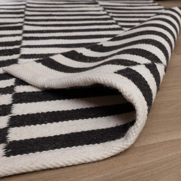 Baumwollteppich - Dazzle Blocks Schwarz Weiß - 6