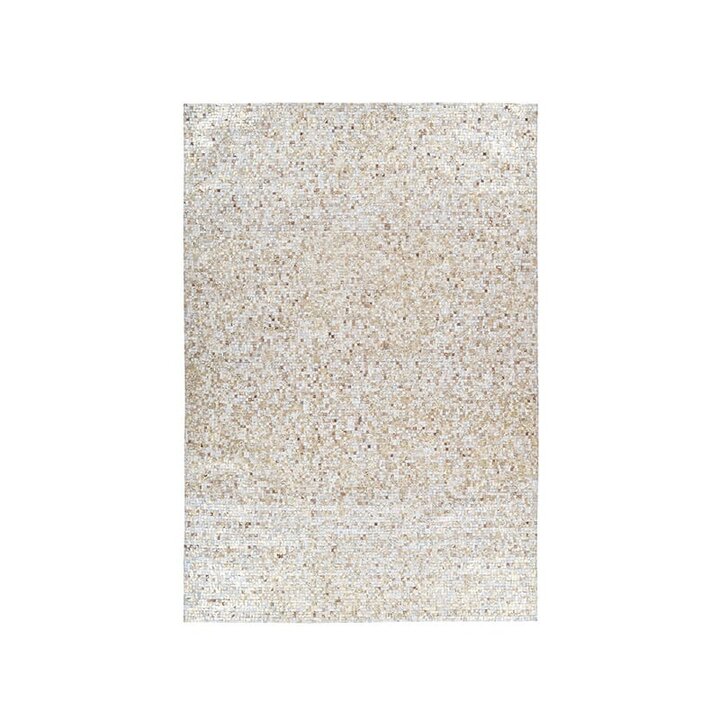 Teppich Patchwork Leder - Filz Beige Gold 100  - 1