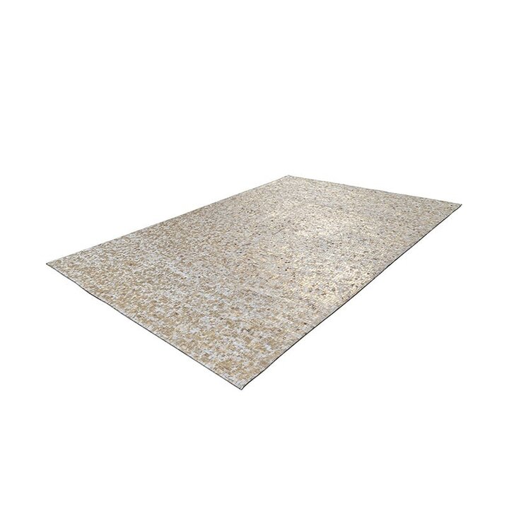 Teppich Patchwork Leder - Filz Beige Gold 100  - 2
