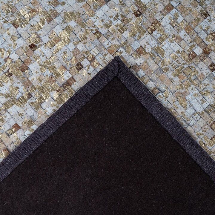 Teppich Patchwork Leder - Filz Beige Gold 100  - 4