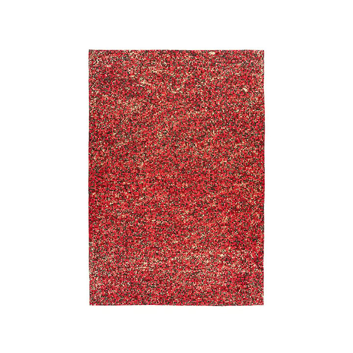 Teppich Patchwork Leder - Filz Rot Gold 100  - 1
