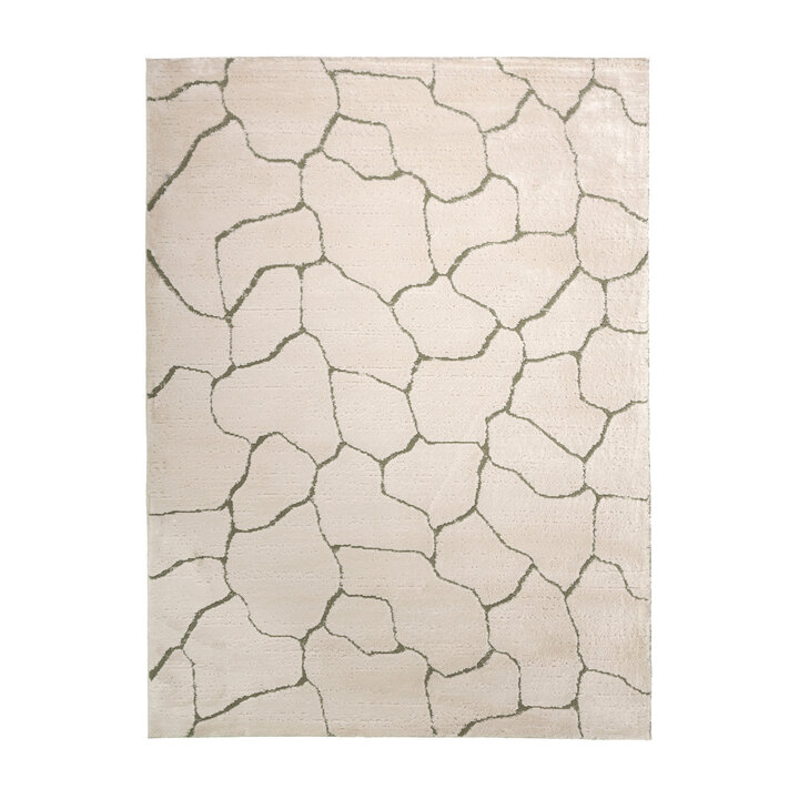Teppich Wohnzimmer - Yune Stone Creme Grün - 1