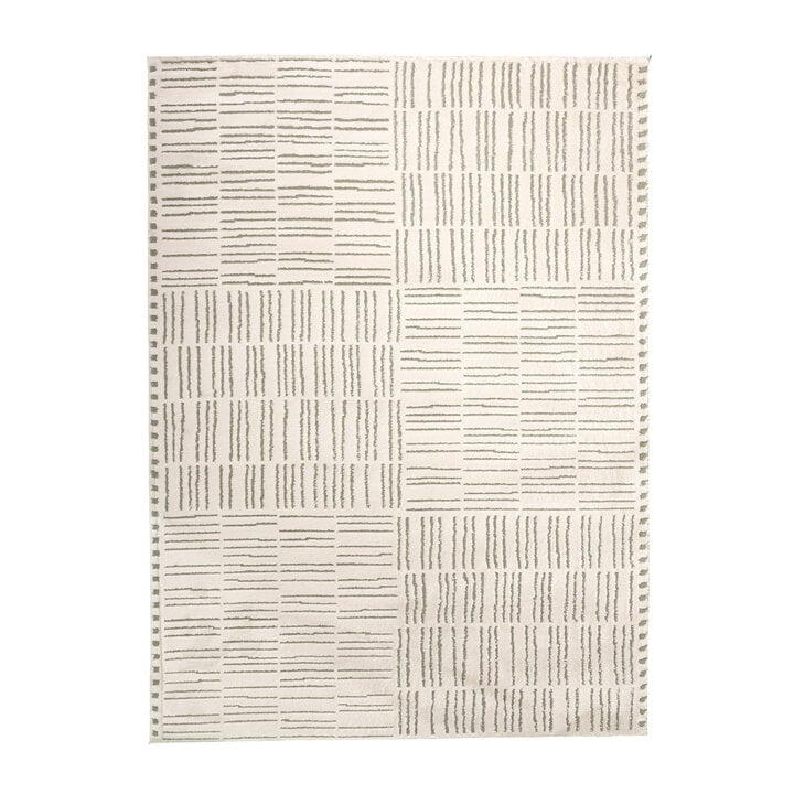 Teppich Wohnzimmer - Yune Lines Creme Grün - 1