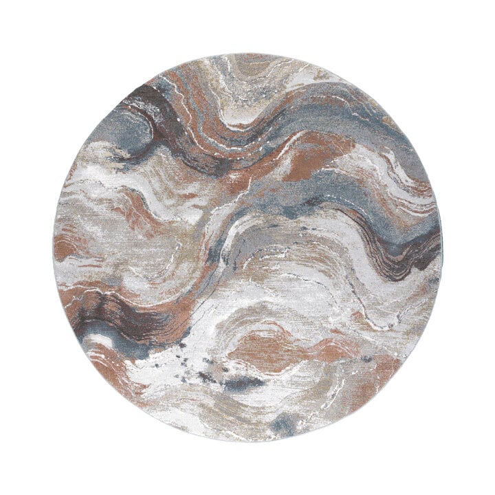 Teppich Abstrakt Rund - Xavier Wave Blau Rot - 1