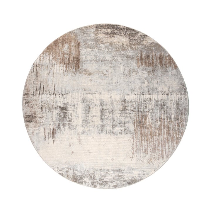 Teppich Abstrakt Rund - Xavier Scratch Taupe Grau - 1