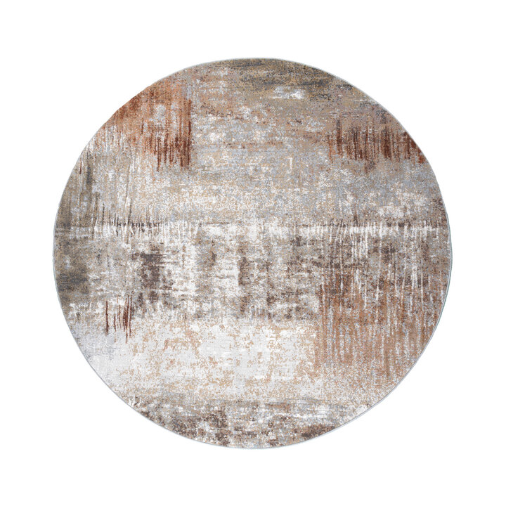 Teppich Abstrakt Rund - Xavier Scratch Taupe Rot - 1