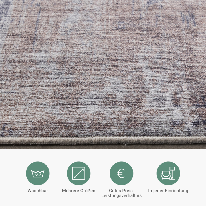 Waschbarer Läufer - Domingo Grunge Taupe Creme - 5