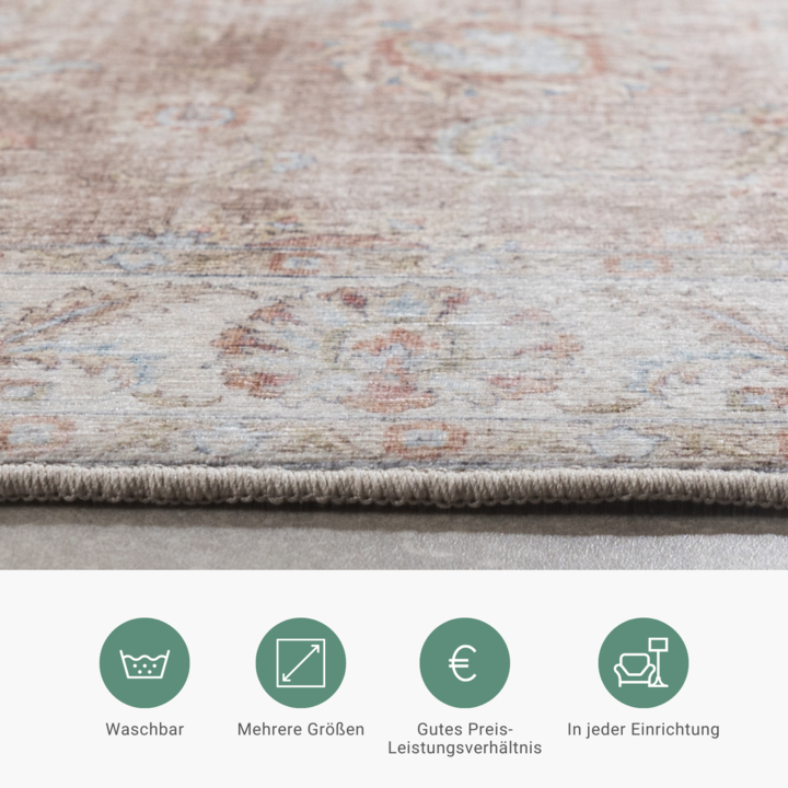 Waschbarer Läufer - Domingo Oriental Beige - 5