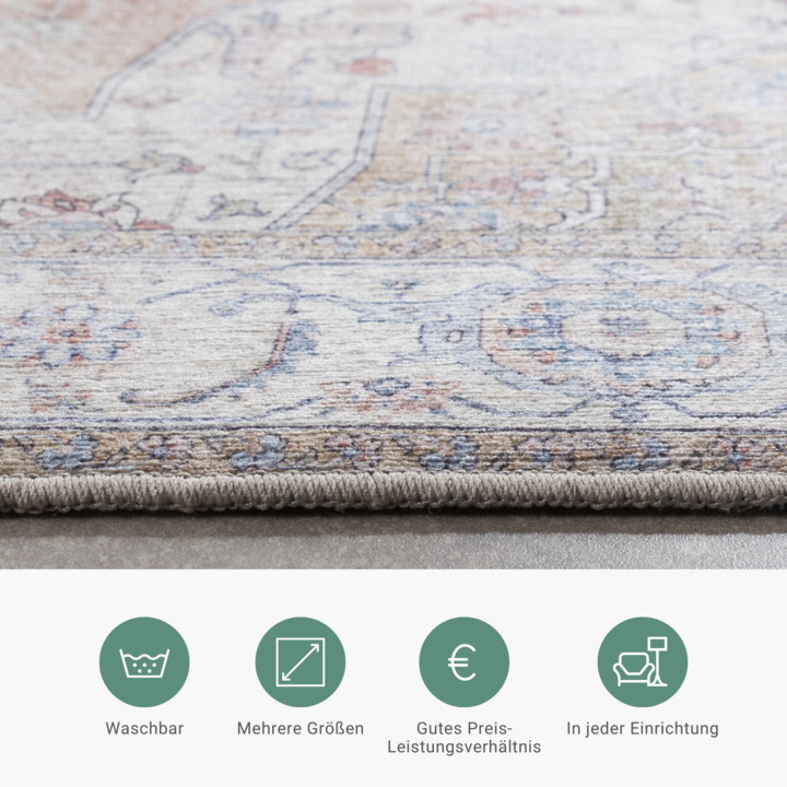 Waschbarer Läufer - Domingo Mandala Beige - 5