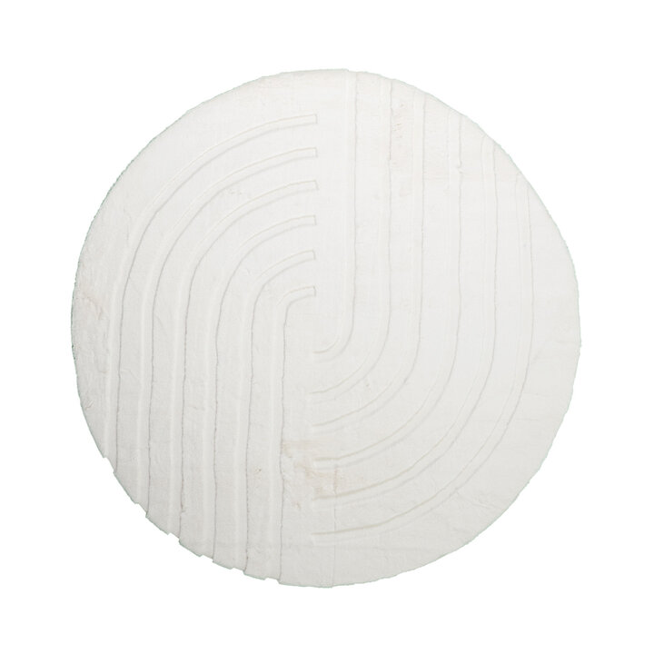 Hochflor Teppich Rund - Carvy Curves Creme - 1