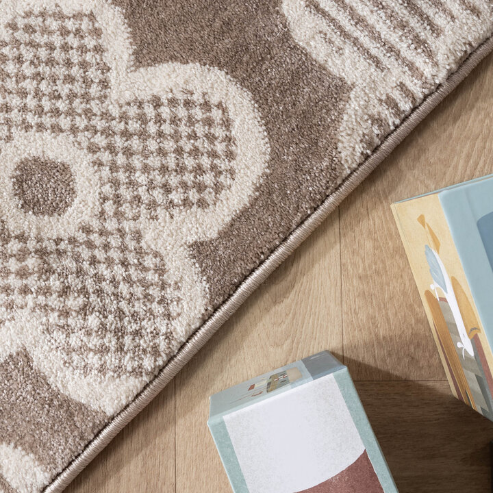 Teppich Kinderzimmer - Bowie Blume Taupe - 2