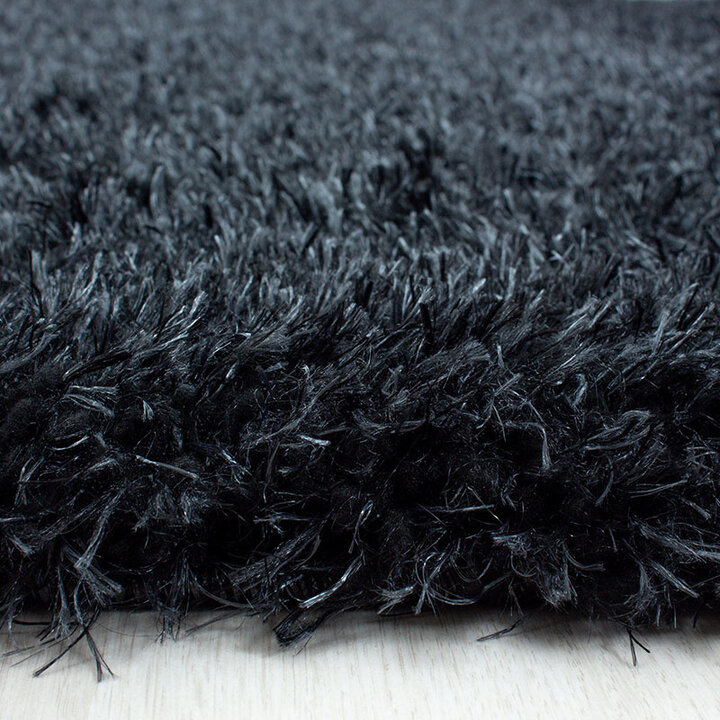 Hochflor Teppich Rund - Blushy Schwarz Meliert - 1
