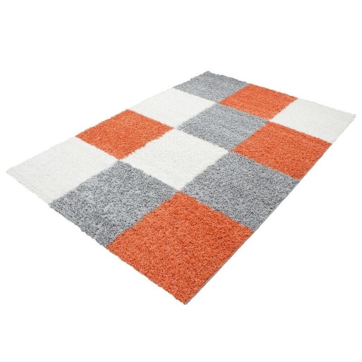 Hochflor Teppich - Cube Terrakotta - 1