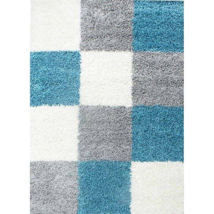 Hochflor Teppich - Cube Türkis - 2