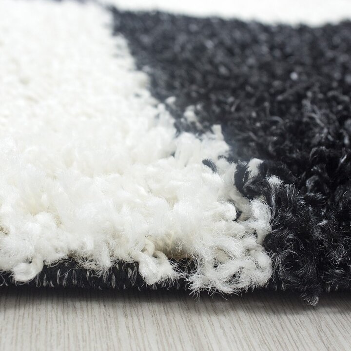 Hochflor Läufer - Cube Schwarz  - 2