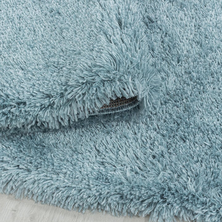 Hochflor Teppich Rund - Fuzzy Hellblau - 4
