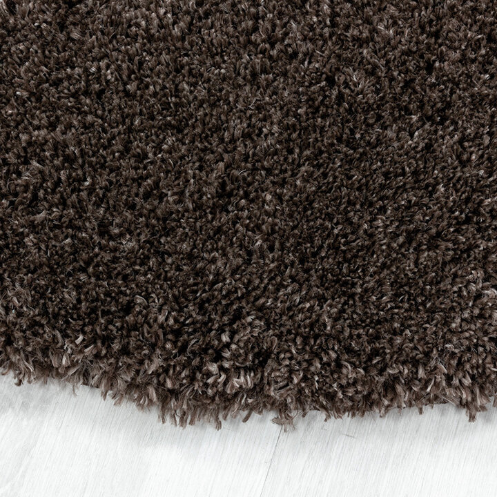 Hochflor Teppich Rund - Fuzzy Braun - 2
