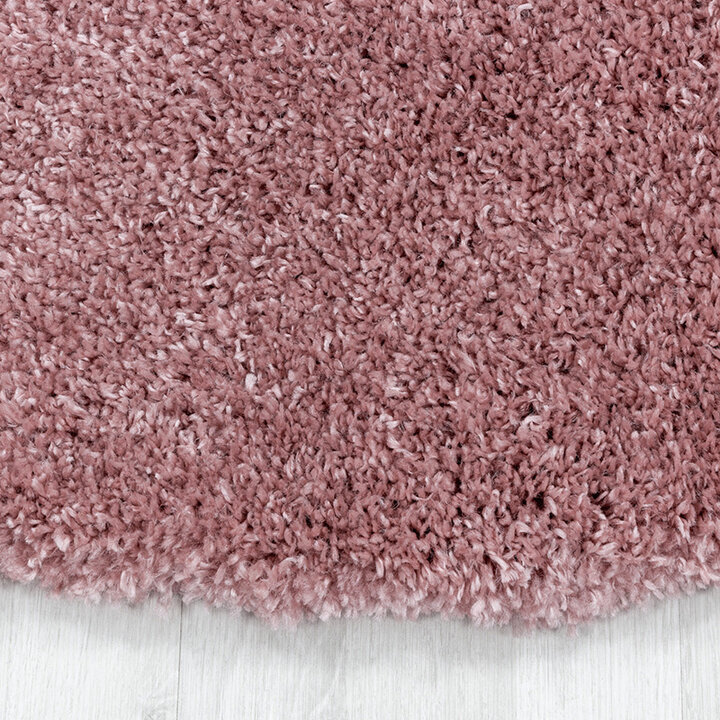 Hochflor Teppich Rund - Fuzzy Rosa - 2