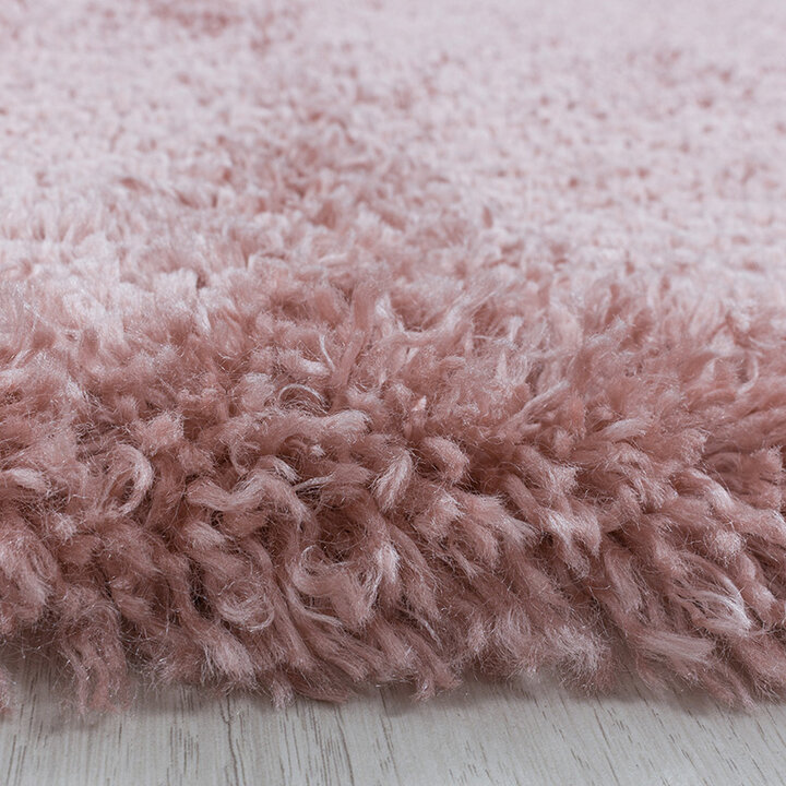 Hochflor Teppich Rund - Fuzzy Rosa - 3