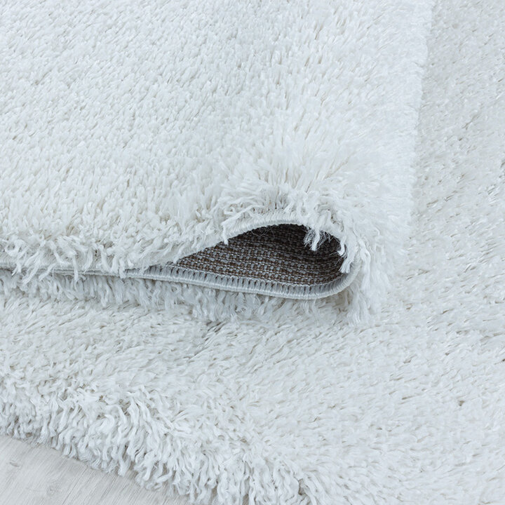 Hochflor Teppich Rund - Fuzzy Weiß - 5